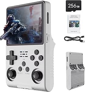 R40S PRO Handheld Game Console with 256G Built-in 30000+ Classic Games, 3800mAh Battery,Handheld Retro Game Console 3.5 inch IPS Screen Video Player