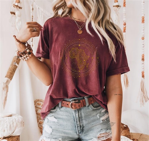 African Continent Map T-shirt, Celestial Black History Design - Etsy