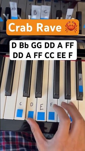 Crab Rave - Easy Piano Tutorial #piano #pianomusic #pianolessons #pianotutorial