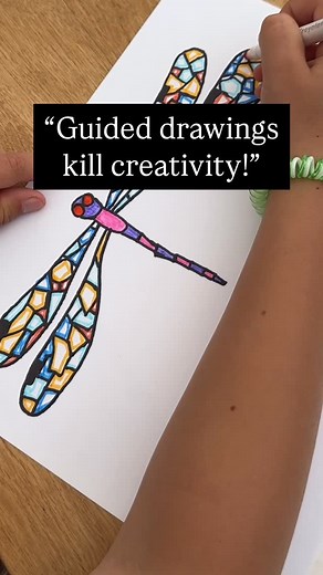 Rebecca Picker | Art Projects for Kids on Instagram: "With over 25 years of teaching art to thousands of kids, I can tell you that guided drawings do not kill creativity. In fact, I have seen again and again how they build confidence, which helps kids take more creative risks. A little structure and guidance can ease the overwhelm of a blank page and help students get started. Working step by step together eases the pressure and creates space for practice. Once I have laid a simple foundation, I