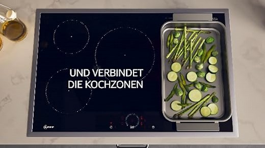 NEFF T68TTV4L0, N 90, Induktionskochfeld, autarkes Glaskeramik-Kochfeld 80 cm breit, Twist Pad, Flex Induction, Home Connect, Smart Hood Automatic, aufliegend, Schwarz