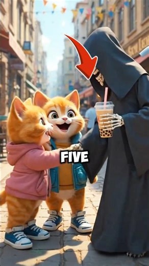 Cutest Boba Date Ever 🤪🔥 #CuteCats #BobaTea #GrimReaper #CatLovers #ViralVideo