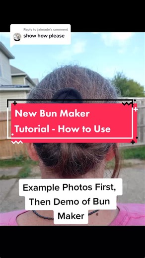 Replying to @jaimade Here is a new demo. Sorry I don't have the best hair to demonstrate with. #bunmaker #hairaccessory #deftbun #handmade #hairbun #hairstyle #easybun #bunholder