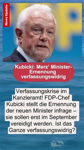 Kubicki: Merz‘ Minister-Ernennung verfassungswidrig | #WolfgangKubicki #FDP #FriedrichMerz #CDU