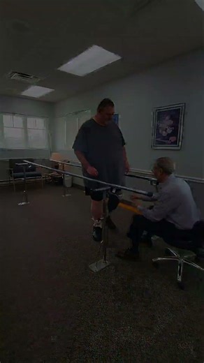 Throwback to our patient James walking in his temporary prosthesis