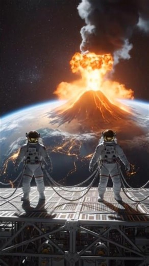 Volcano Eruption Seen From Space | Stunning Earth View #space #scifivisuals #cosmogony #shorts