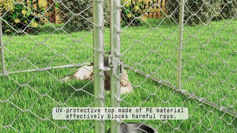 10x10 Outdoor Dog Kennel Outside Heavy Duty Dog Enclosure with Waterproof UV-Resistant Cover and Security Lock (120" Lx120 Wx84 H)