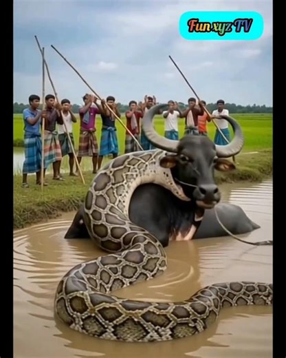 wait, did that really happen? a Python and a Bull showdown #Shorts #anaconda #python #animallife