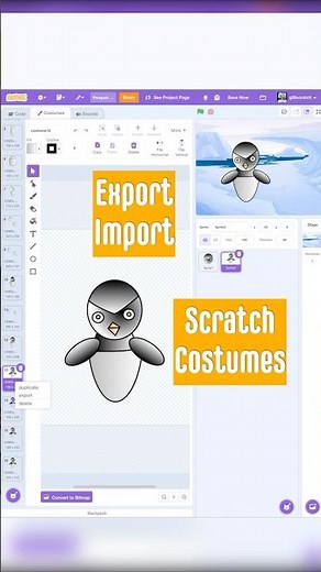 Scratch Import Export Sprite Costumes #scratch #shorts #howto