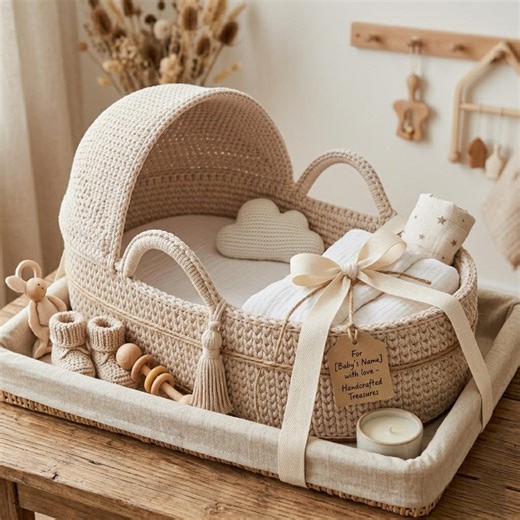 Crochet Moses Basket Pattern, Digital PDF Download, Baby Bassinet With Hood & Tassels, Modern Nursery Decor, Thick Yarn Storage Basket DIY - Etsy