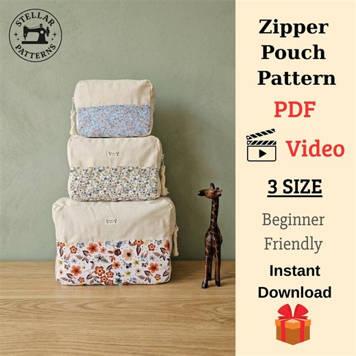 Make up Bag PDF Sewing Pattern, Cosmetic Bag Pattern, 3 Sizes, A0, A4, Us-letter Pattern + Easy Instruction - Etsy