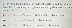 61-64 Use the method of cylindrical shells to find the volume g... | Filo