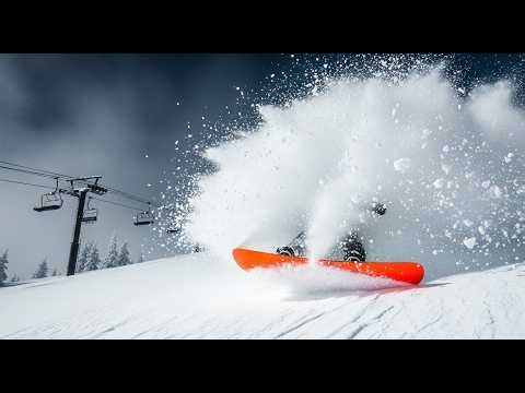 Snowboarder getting into deep powder and can not get out