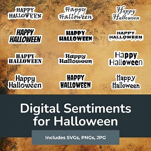 Greeting Card Sentiments | Messages | Sayings | Happy Halloween | Print and Cut for Your Crafts 04 - Etsy Canada