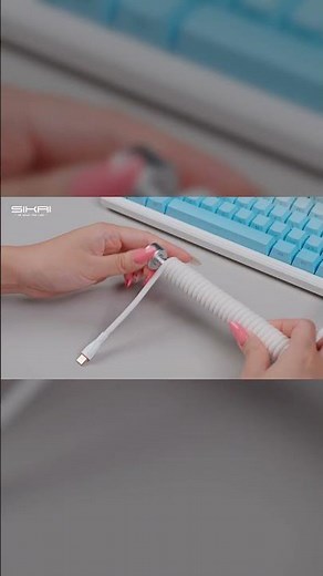 Coiled Keyboard Cable with Aviator-Style Connector | Clean Desk Setup Accessory