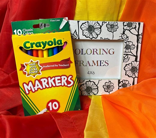 Floral 4x6 Color-your-own Frame Kit | Crayola Markers - Etsy