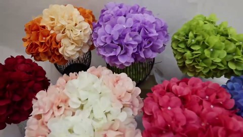 Artificial Hydrangea Flowers 104 PCS Faux Silk Hydrangeas Flowers Heads with Stems for Valentine's Day Wedding Centerpieces Home Garden Baby Shower Party Decoration (Red)