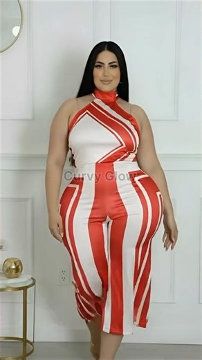 Plus Size Fashion | Red Striped Halter Jumpsuit Try On Haul