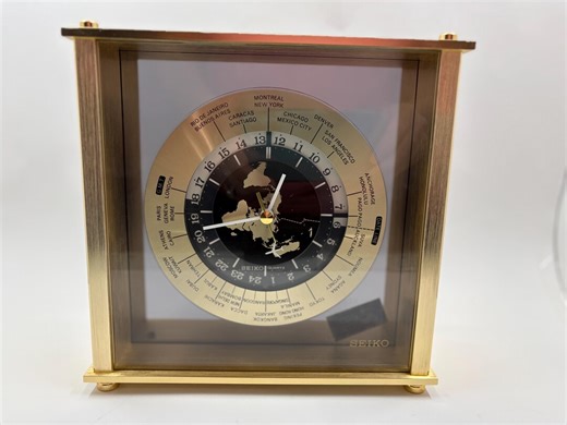 Vintage Seiko Quartz World Time Desk Clock - Etsy