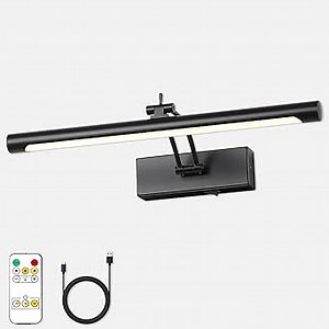 Wireless Picture Light - Battery Powered with Remote and Timer, 15.75in Gallery Lights Black, Rechargeable Art Light with Adjustable LED Display Lighting - 3CCT