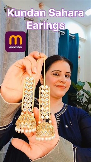 meesho Kundan Sahara Earings With Tika👌| meesho Earings haul | Latest Gold Plated Earrings|#shorts
