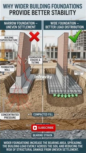 Wide Foundations = Better Load Distribution 🏗️ | Foundation Engineering Explained #shorts