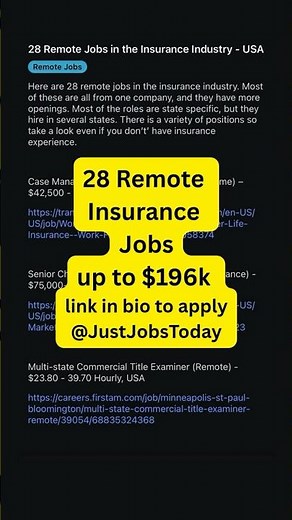 28 Remote Jobs in the Insurance Industry #wfh #remotejobs