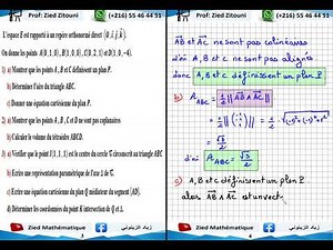 05- Espace: Correction Exercice Equation Cartésienne De Plan. Bac Math / Science / Technique.