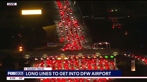 Traffic backs up near DFW Airport as travelers head out