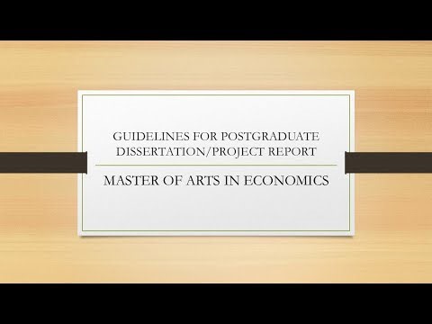 MA Economics Guidelines For Postgraduate Dissertation/Project Report