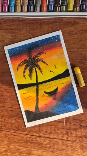 Relaxing Sunset with Palm Tree 🌴🌅 | Satisfying Art #sunset #palm #art #tree #shorts #ytshorts #new