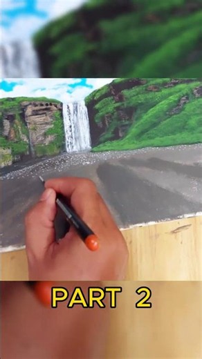 How to Paint Realistic Waterfall Rocks | Acrylic Tutorial Part 2 #shorts #painting