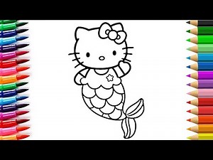 Cute Hello Kitty Drawing Painting Colouring for kids | Toddlers Easy step by step Colourful Drawing
