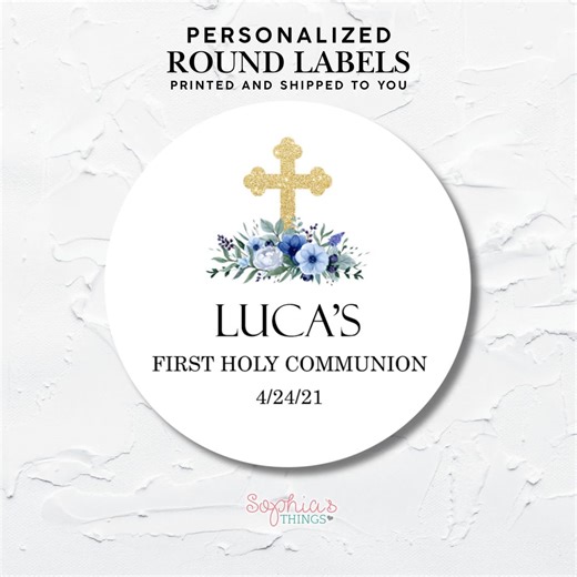 Personalized First Communion Round Labels | Custom Favor Stickers - Etsy