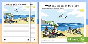 Beach Picnic Writing Stimulus Picture Writing Frames