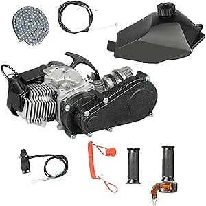 49CC 50CC 2 Stroke Dirt Bike Engine Motor Kit 7000RPM Gas Powered Engine Single Cylinder Air-Cooled Engine Aluminum Engine with T8F Chain Fuel Tank for Pocket Mini Dirt Beach Bike ATV Scooter