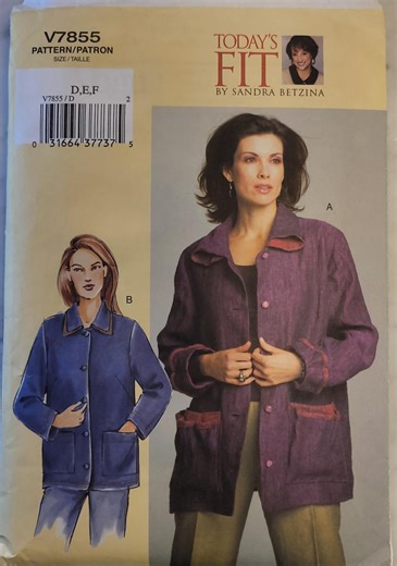 Womens Jacket Sewing Pattern – Vogue V7855 Sandra Betzina Today’s Fit Size D E F UNCUT Factory Folded - Etsy