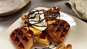 113 reactions · 16 comments | Waffles - bananas - pecans - cinnamon cream - maple sausage - dark chocolate sauce. And of course plenty of Vermont maple syrup. | Rabbit Hill Inn | Facebook