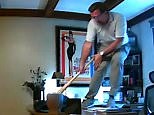 Man leaps on desk while screaming as giant squirrel emerges from fireplace