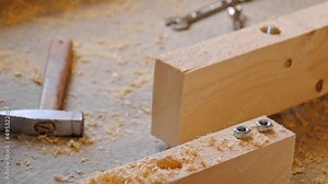 Installation of a wooden floor log on studs.Rough floor on the concrete floor of the house, repair of the house with your own hands, diy. Slow motion