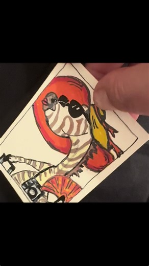 “Vacation Vibes Only” Meet the coolest zebra in town — camera ready, shades on, and suitcase packed for adventure! She’s taking a well-deserved break and striking a pose under the sun. Hand-painted with acrylic markers, this tiny ACEO is all about sunshine, smiles, and a little bit of zebra sass. 🌞🧡📸 #MiniArt #ACEO #AcrylicMarkers #TinyPainting #CuteArt