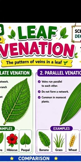 🍃 Leaf Venation Explained | Reticulate vs Parallel Venation | Biology Notes