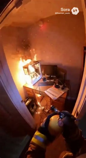 POV: A Computer Fire Turned Deadly Fast #firefighter #fire #fireman #dogrescuer #pov #automobile