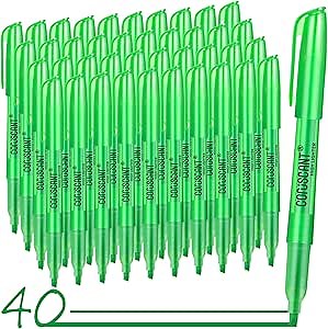 coruscant Green Highlighter,40 Packs of highlighters, Chisel Tip Marking, Quick Drying, No Bleed for Teacher Students Organizing and Coloring in the Classroom, Home, Office