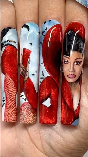 Painting CARDI B Nails‼️😍💅🏻 #nailartist #cardib #nails #nailart