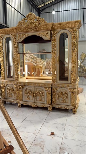 Bufet tv mewah panjang 250cm Bahan full kayu jati Finishing marmer