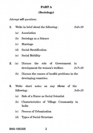 BNS - 105/ 205 December 2021 Question Paper