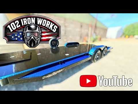 Ultimate Black & Electric Blue Challenger Series 102 Iron Works Trailer + In Floor Toolbox!