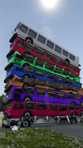 Rainbow Color Buses Fall Crash - BeamNG.drive