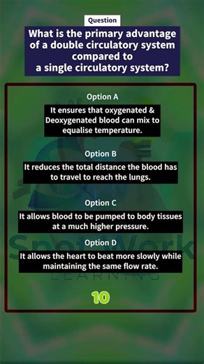 Quick Quiz: Double vs. Single Circulatory System: What’s the Advantage? 🫀 | #igcsebiology